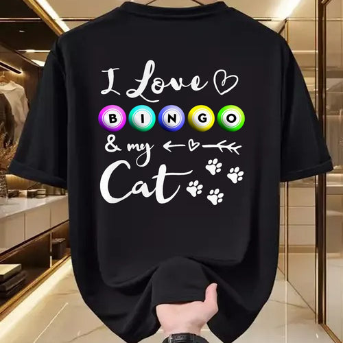 Cat Love Shirt, Funny Cat Lover Gift UnisexT-Shirt/Hoodie/Sweatshirt HLT00 - Bingo Shirt for Women, I Love Bingo and my Cat Bingo gift T-Shirt