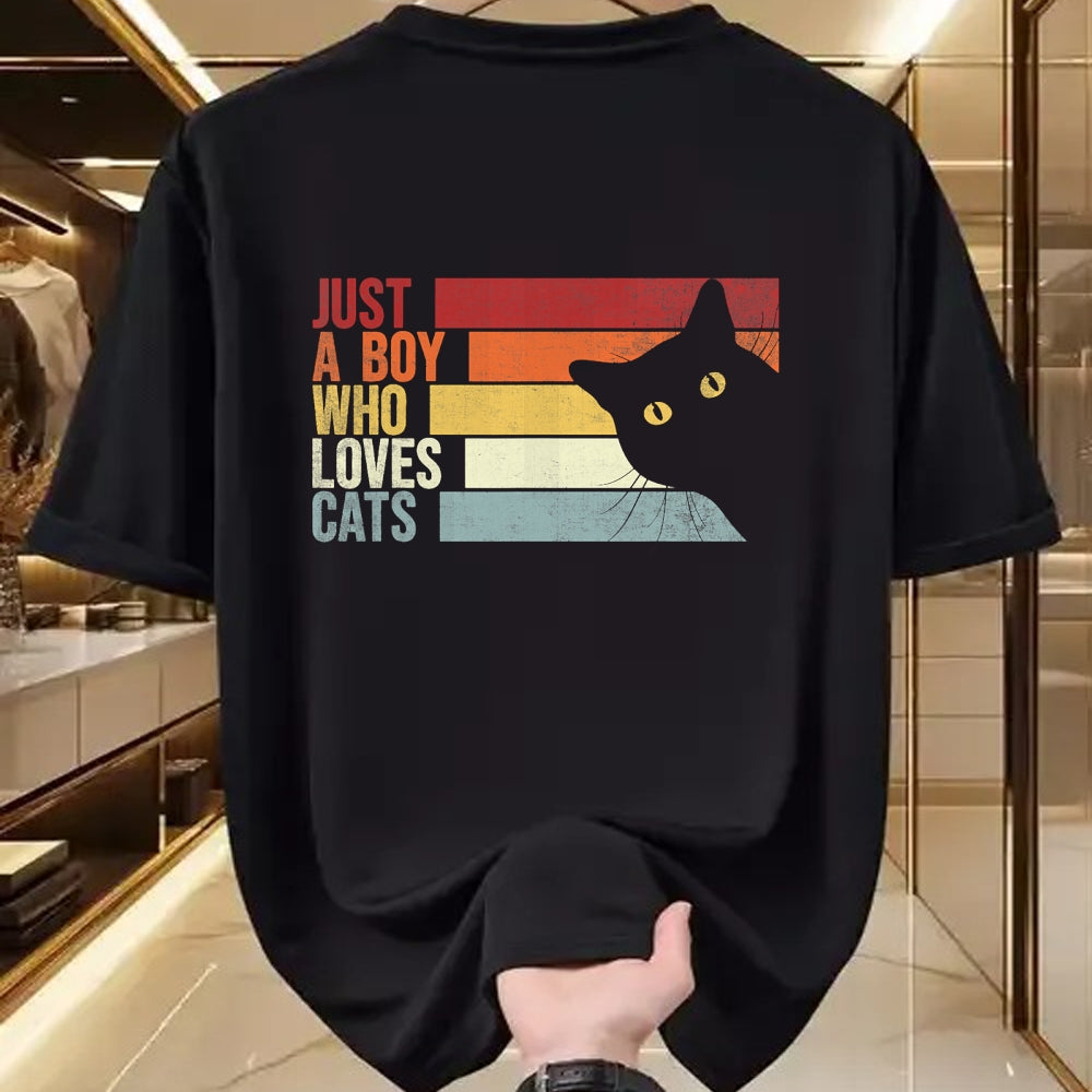 Cat Love Shirt, Funny Cat Lover Gift UnisexT-Shirt/Hoodie/Sweatshirt HLT00 - Just A Boy Who Loves Cats. Funny Cats Lover T-Shirt (1)