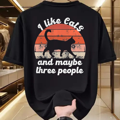 Cat Love Shirt, Funny Cat Lover Gift UnisexT-Shirt/Hoodie/Sweatshirt HLT00 - I Like Cats and Maybe 3 People T-Shirt, Men, Black, 3X-Large (1)