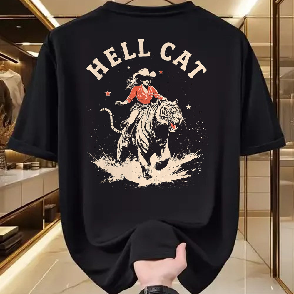 Cat Love Shirt, Funny Cat Lover Gift UnisexT-Shirt/Hoodie/Sweatshirt HLT00 - hell cat cowgirl riding tiger vintage funny T-Shirt