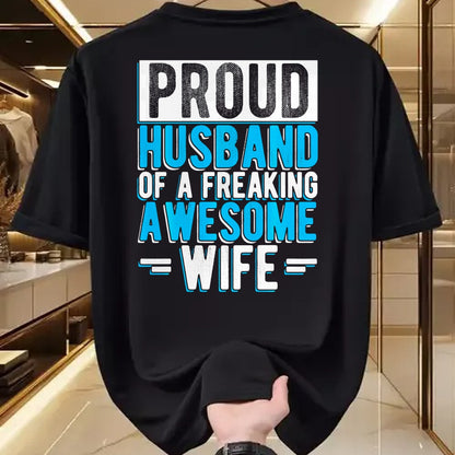 Best Husband Shirt, Wife and Husband Unisex T-Shirt/Hoodie/Sweatshirt HLT00 - Mens Proud Husband of A Freaking Awesome Wife Couple Love Performance T-Shirt