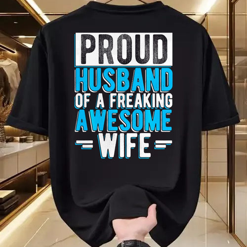 Best Husband Shirt, Wife and Husband Unisex T-Shirt/Hoodie/Sweatshirt HLT00 - Mens Proud Husband of A Freaking Awesome Wife Couple Love Performance T-Shirt