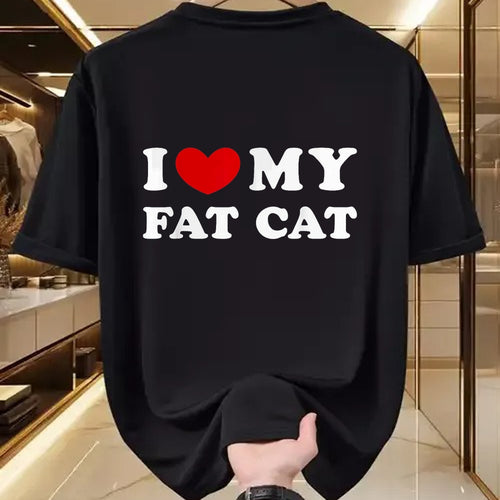Cat Love Shirt, Funny Cat Lover Gift UnisexT-Shirt/Hoodie/Sweatshirt HLT00 - I Love My Fat Cat, I Heart My Fat Cat T-Shirt, Youth, Black, Medium (1)