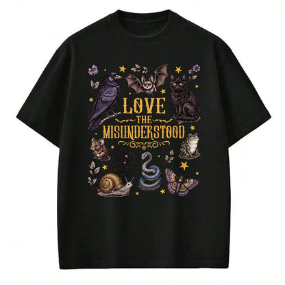 Cat Love Shirt, Funny Cat Lover Gift UnisexT-Shirt/Hoodie/Sweatshirt HLT00 - Vintage Love The Misunderstood Bat Raven Cat Snake Moth Frog T-Shirt