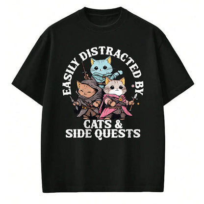 Cat Love Shirt, Funny Cat Lover Gift UnisexT-Shirt/Hoodie/Sweatshirt HLT00 - Cats Side Quest Distracted Tabletop Funny Men Women Kids Dad T-Shirt