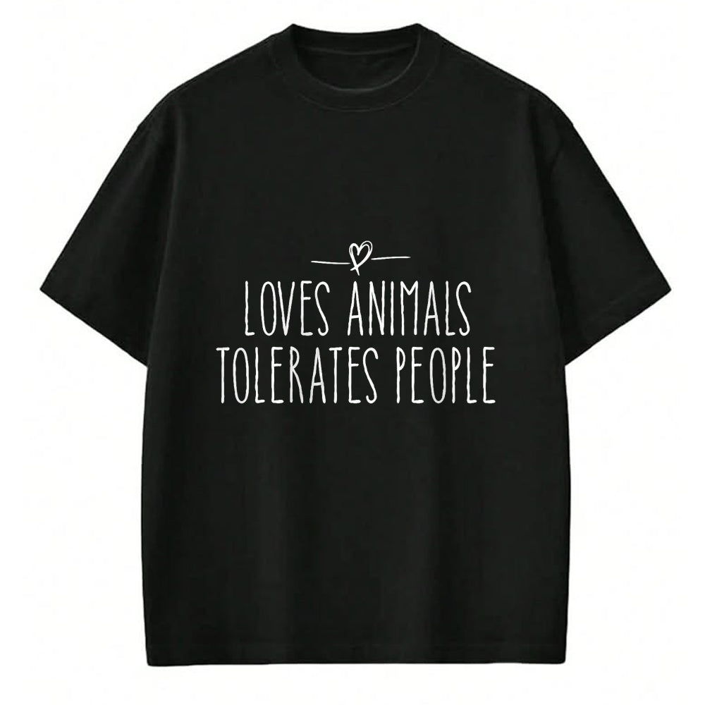 Cat Love Shirt, Funny Cat Lover Gift UnisexT-Shirt/Hoodie/Sweatshirt HLT00 - loves animals tolerates people quote Cat Lover & Dog Love T-Shirt (1)