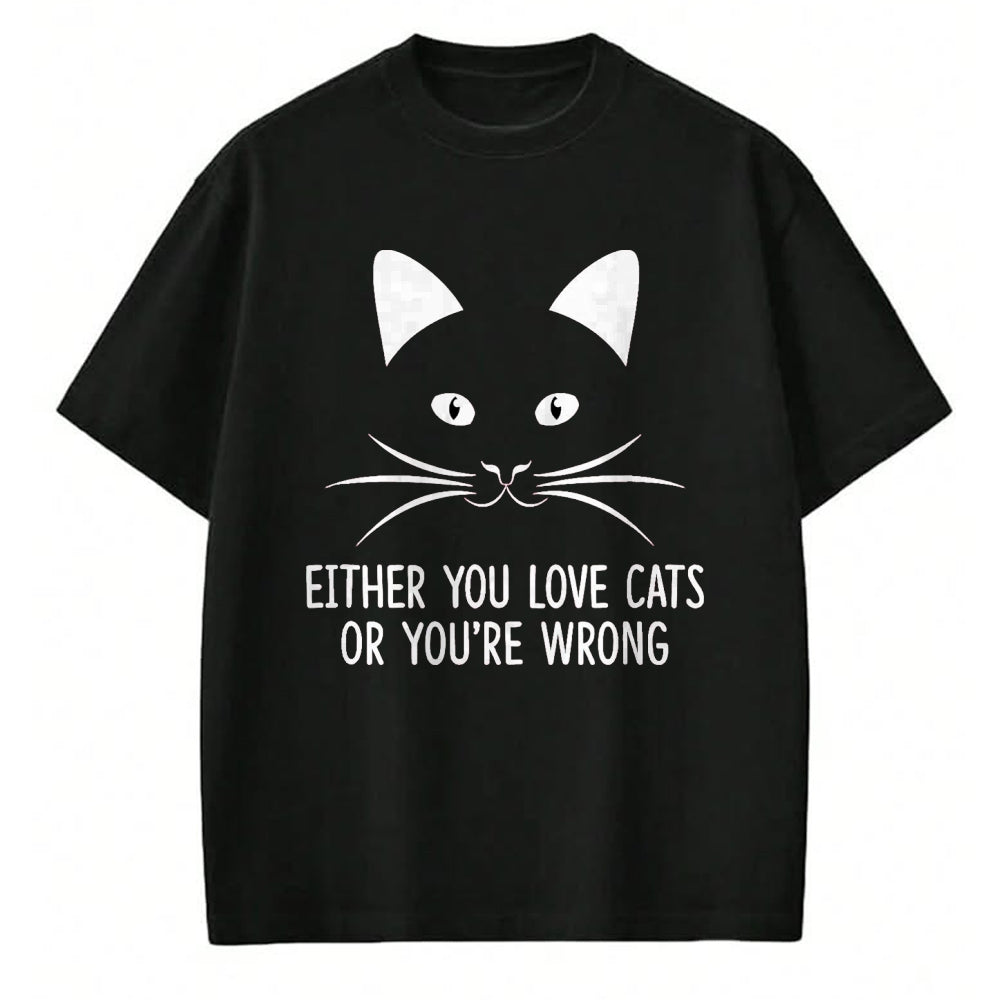 Cat Love Shirt, Funny Cat Lover Gift UnisexT-Shirt/Hoodie/Sweatshirt HLT00 - Either You Love Cats Or You_re Wrong - T-Shirt, Men, Navy Blue, 3X-Large