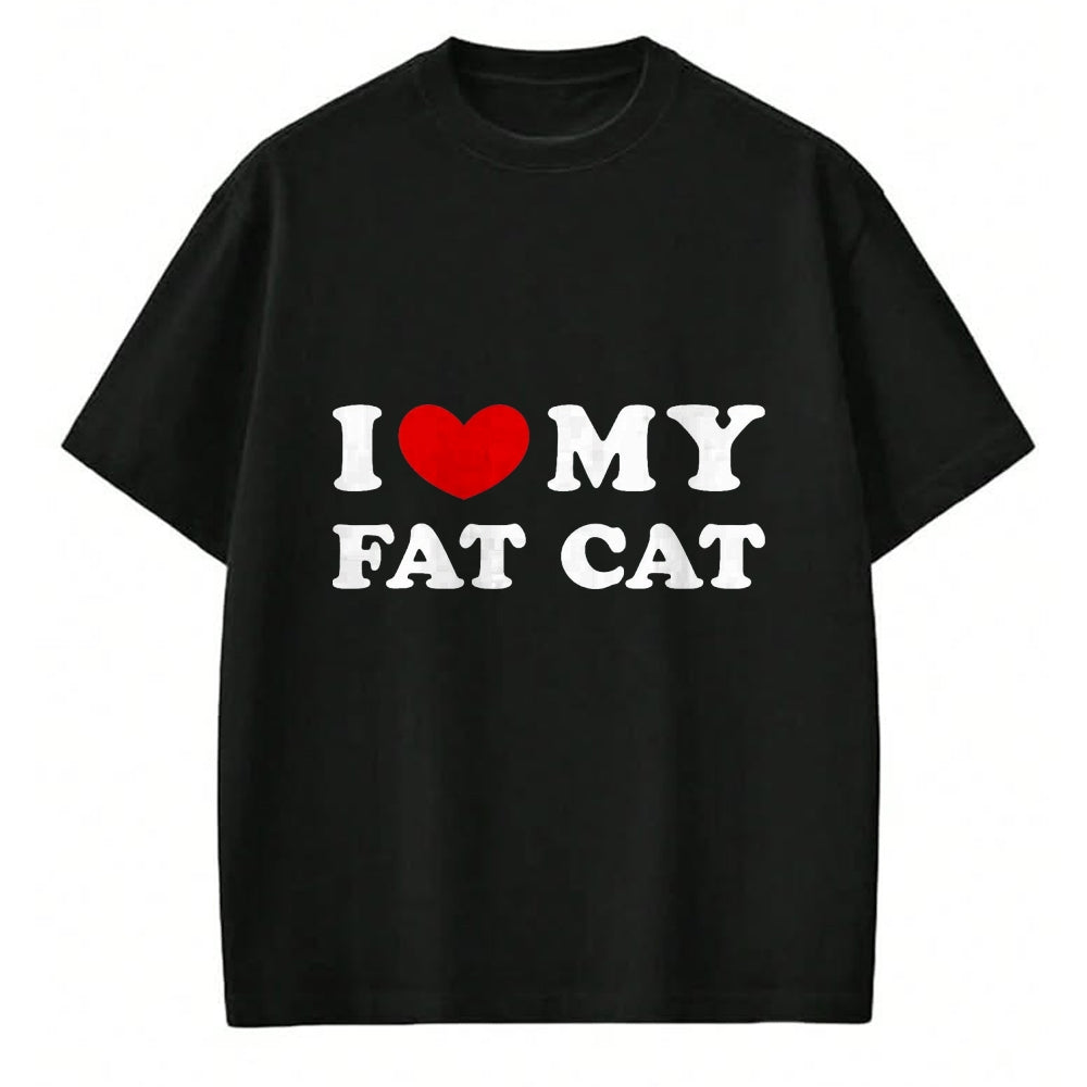 Cat Love Shirt, Funny Cat Lover Gift UnisexT-Shirt/Hoodie/Sweatshirt HLT00 - I Love My Fat Cat, I Heart My Fat Cat T-Shirt, Men, Black, 3X-Large