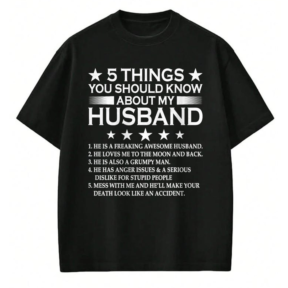 Best Husband Shirt, Wife and Husband Unisex T-Shirt/Hoodie/Sweatshirt HLT00 - 5 Things You Should Know About My Husband Marriage T-Shirt