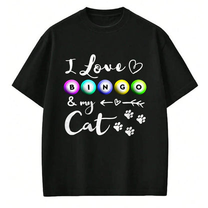 Cat Love Shirt, Funny Cat Lover Gift UnisexT-Shirt/Hoodie/Sweatshirt HLT00 - Bingo Shirt for Women, I Love Bingo and my Cat Bingo gift T-Shirt