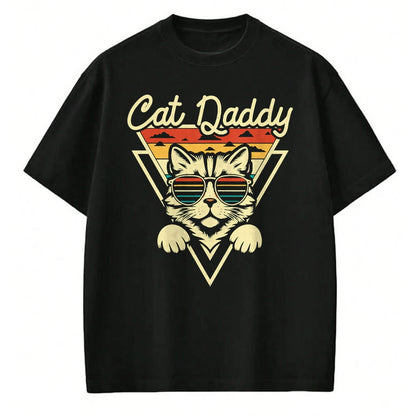 Cat Love Shirt, Funny Cat Lover Gift UnisexT-Shirt/Hoodie/Sweatshirt HLT00 - Cat Daddy Retro Sunglasses Cat Fur Dad Papa Vintage Cat Dad T-Shirt