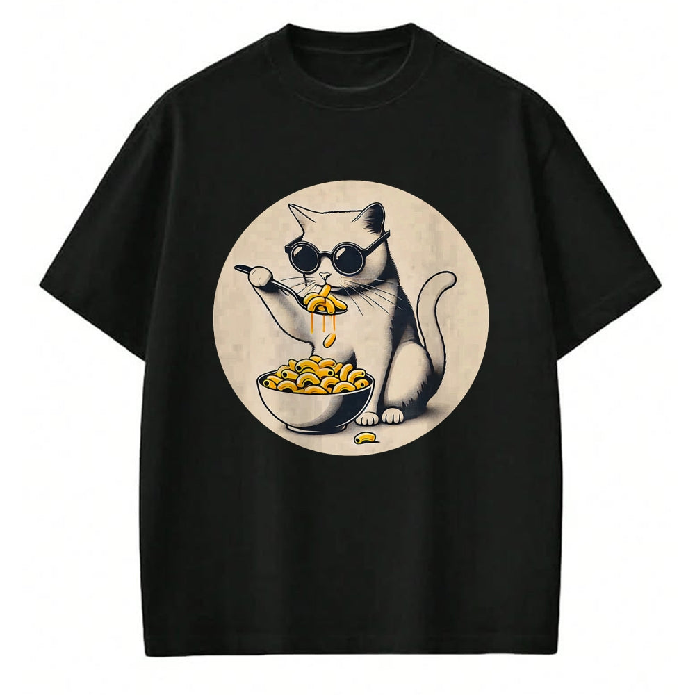 Cat Love Shirt, Funny Cat Lover Gift UnisexT-Shirt/Hoodie/Sweatshirt HLT00 - Cat Eating Mac and Cheese Men Women Girls Kids T-Shirt (1)