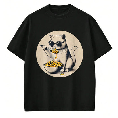 Cat Love Shirt, Funny Cat Lover Gift UnisexT-Shirt/Hoodie/Sweatshirt HLT00 - Cat Eating Mac and Cheese Men Women Girls Kids T-Shirt (1)