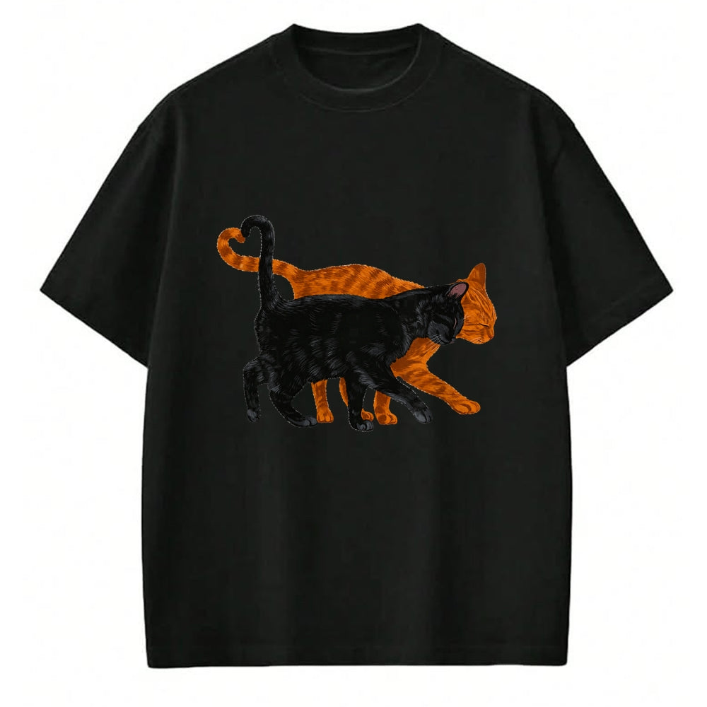 Cat Love Shirt, Funny Cat Lover Gift UnisexT-Shirt/Hoodie/Sweatshirt HLT00 - Black Cat Orange Cat Heart Tail Love T-Shirt (1)