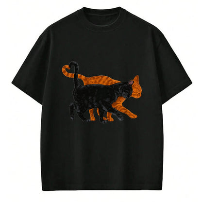 Cat Love Shirt, Funny Cat Lover Gift UnisexT-Shirt/Hoodie/Sweatshirt HLT00 - Black Cat Orange Cat Heart Tail Love T-Shirt (1)