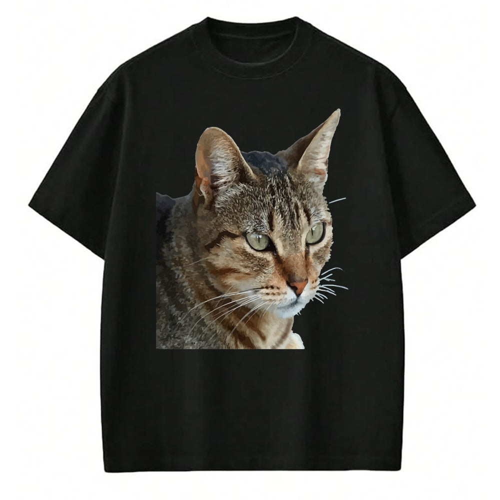 Cat Love Shirt, Funny Cat Lover Gift UnisexT-Shirt/Hoodie/Sweatshirt HLT00 - Stunning Tabby Cat Close Up Portrait Vector T-Shirt (1)