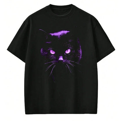 Cat Love Shirt, Funny Cat Lover Gift UnisexT-Shirt/Hoodie/Sweatshirt HLT00 - Cool Halloween Shirt Purple Cat, Witches Familiar, Cat_s Eye T-Shirt, Women, Black, X-Large