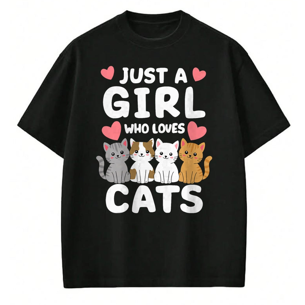 Cat Love Shirt, Funny Cat Lover Gift UnisexT-Shirt/Hoodie/Sweatshirt HLT00 - Cat Just A Girl Who Loves Cats T-Shirt (2)