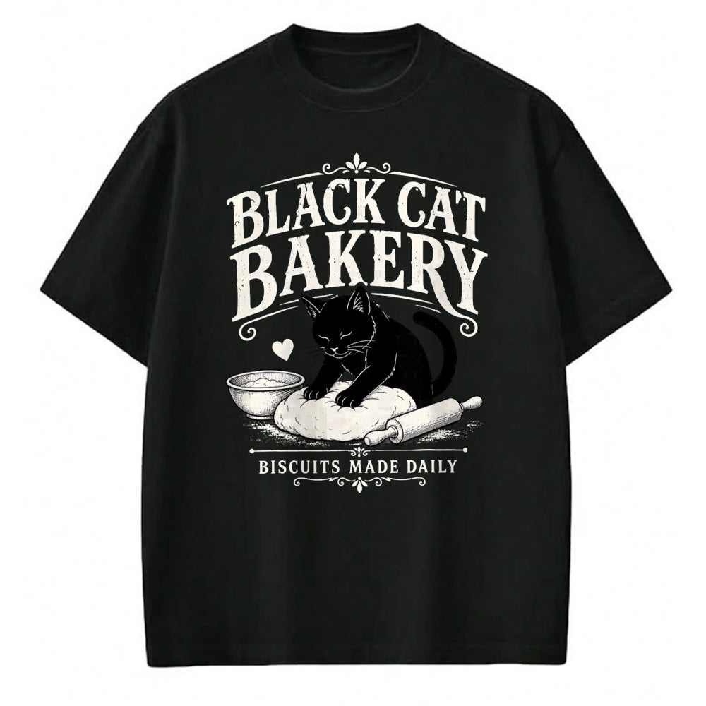 Cat Love Shirt, Funny Cat Lover Gift UnisexT-Shirt/Hoodie/Sweatshirt HLT00 - Black Cat Bakery Biscuits Made Daily Cat Lover Art T-Shirt