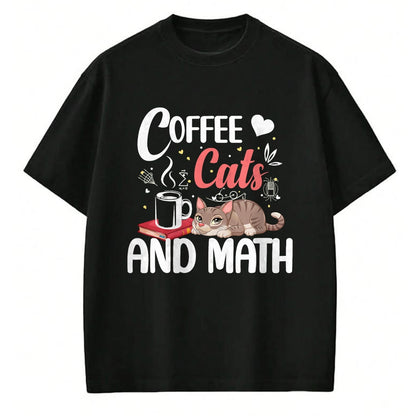 Cat Love Shirt, Funny Cat Lover Gift UnisexT-Shirt/Hoodie/Sweatshirt HLT00 - I Love Math Cats And Coffee Heart Mathematics Teacher T-Shirt