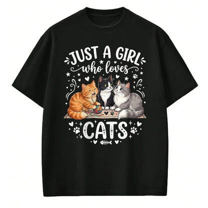 Cat Love Shirt, Funny Cat Lover Gift UnisexT-Shirt/Hoodie/Sweatshirt HLT00 - Just A Girl Who Loves Cats T-Shirt (2)