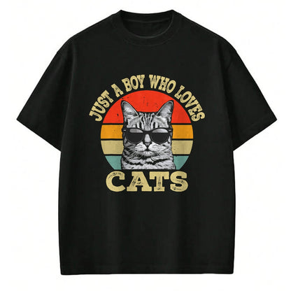 Cat Love Shirt, Funny Cat Lover Gift UnisexT-Shirt/Hoodie/Sweatshirt HLT00 - Vintage Just A Boy Who Loves Cats Boy Kid Cat Lover for Boys T-Shirt