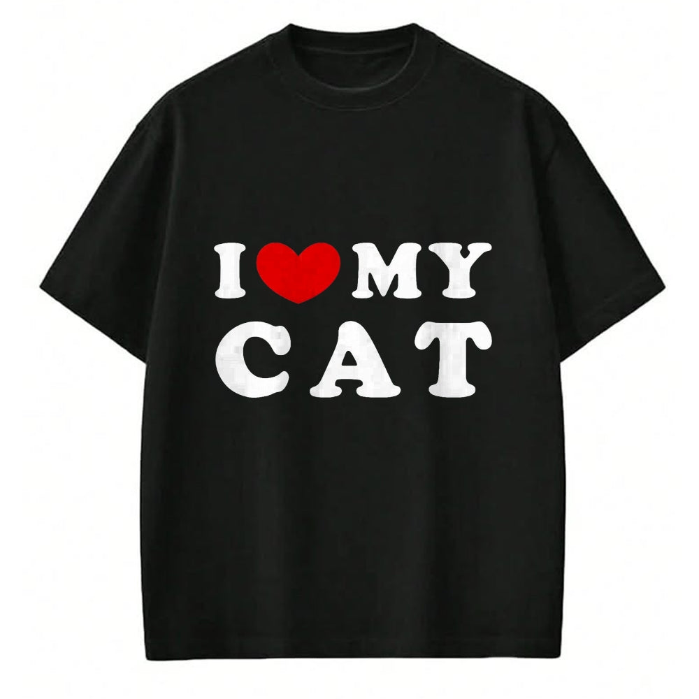 Cat Love Shirt, Funny Cat Lover Gift UnisexT-Shirt/Hoodie/Sweatshirt HLT00 - I Love My Cat, I Heart My Cat T-Shirt, Men, Black, 3X-Large