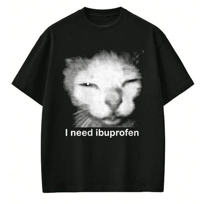 Cat Love Shirt, Funny Cat Lover Gift UnisexT-Shirt/Hoodie/Sweatshirt HLT00 - I Need Ibuprofen Funny Vintage Graphic Cat Meme T-Shirt