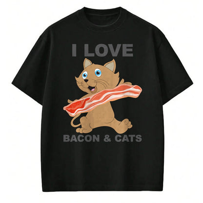 Cat Love Shirt, Funny Cat Lover Gift UnisexT-Shirt/Hoodie/Sweatshirt HLT00 - I love bacon and cats T-Shirt