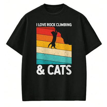 Cat Love Shirt, Funny Cat Lover Gift UnisexT-Shirt/Hoodie/Sweatshirt HLT00 - I Love Rock Climbing & Cats Cute Kitty Cat Lover Gift T-Shirt