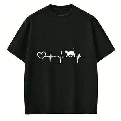 Cat Love Shirt, Funny Cat Lover Gift UnisexT-Shirt/Hoodie/Sweatshirt HLT00 - Cat Heartbeat Heart - Cat Puppy Cats Hearts Baby Cat Owner T-Shirt