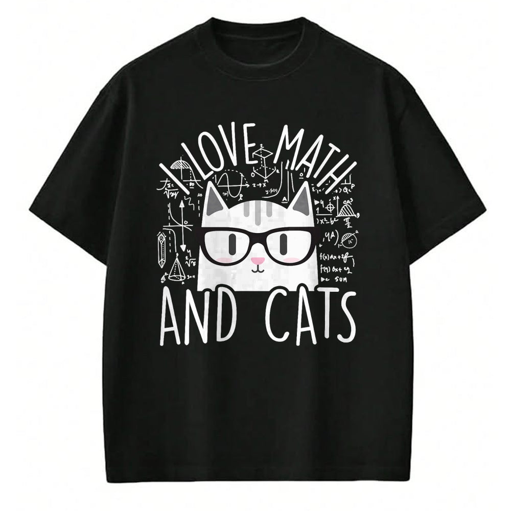 Cat Love Shirt, Funny Cat Lover Gift UnisexT-Shirt/Hoodie/Sweatshirt HLT00 - I Love Math and Cats Cute Kitty Cat Feline Lover Gift T-Shirt Small (1)