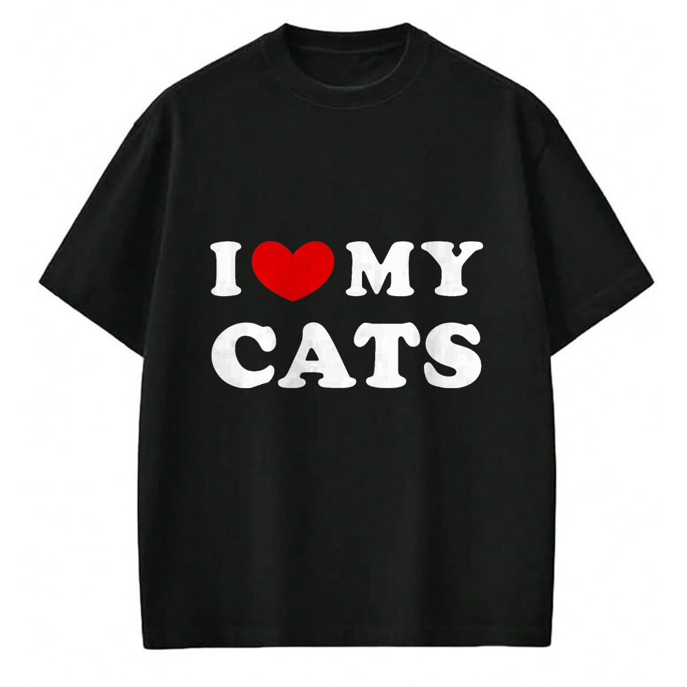 Cat Love Shirt, Funny Cat Lover Gift UnisexT-Shirt/Hoodie/Sweatshirt HLT00 - I Love My Cats, I Heart My Cats T-Shirt, Men, Black, 3X-Large (1)