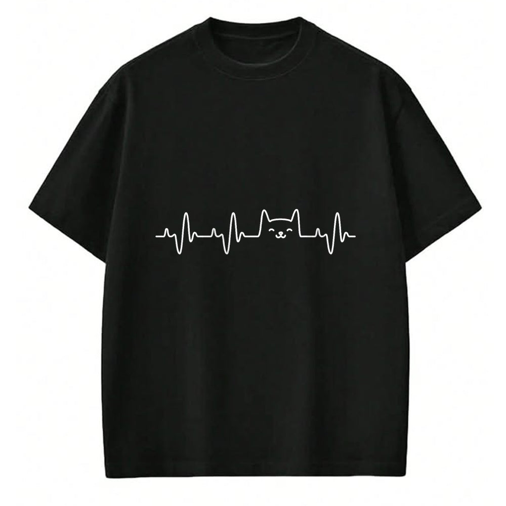 Cat Love Shirt, Funny Cat Lover Gift UnisexT-Shirt/Hoodie/Sweatshirt HLT00 - Cat Heartbeat Love Cats Women_s Girls Cat Lover T-Shirt (1)