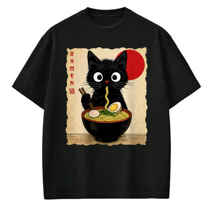Cat Love Shirt, Funny Cat Lover Gift UnisexT-Shirt/Hoodie/Sweatshirt HLT00 - Anime Cat Ramen Japanese Funny Cat Graphic Tees Anime Gifts T-Shirt