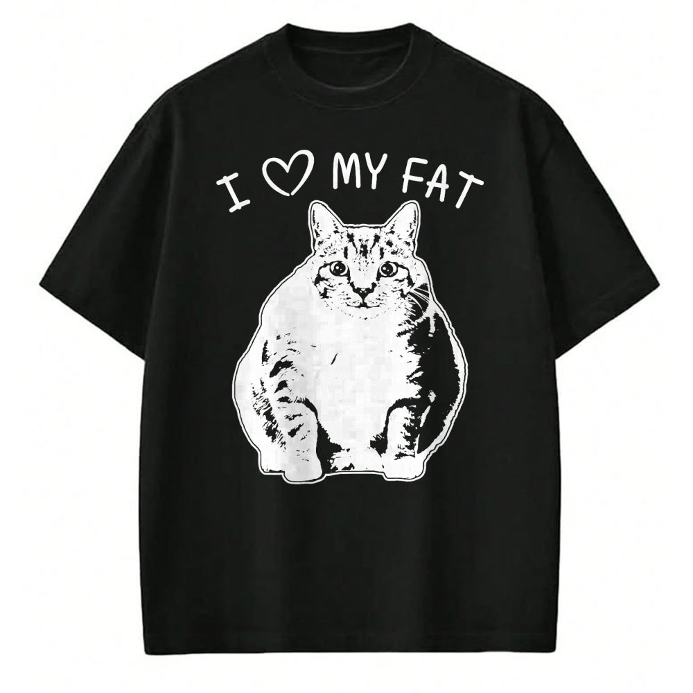Cat Love Shirt, Funny Cat Lover Gift UnisexT-Shirt/Hoodie/Sweatshirt HLT00 - I Love My Fat Cat Funny Cat Lover T-Shirt Gift Idea T-Shirt