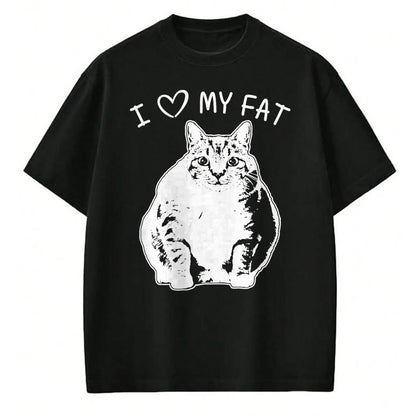 Cat Love Shirt, Funny Cat Lover Gift UnisexT-Shirt/Hoodie/Sweatshirt HLT00 - I Love My Fat Cat Funny Cat Lover T-Shirt Gift Idea T-Shirt