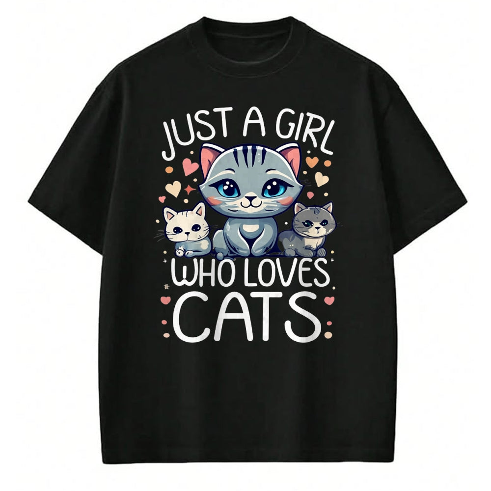 Cat Love Shirt, Funny Cat Lover Gift UnisexT-Shirt/Hoodie/Sweatshirt HLT00 - Just a Girl who Loves Cats Cute Cat Lover T-Shirt (1)