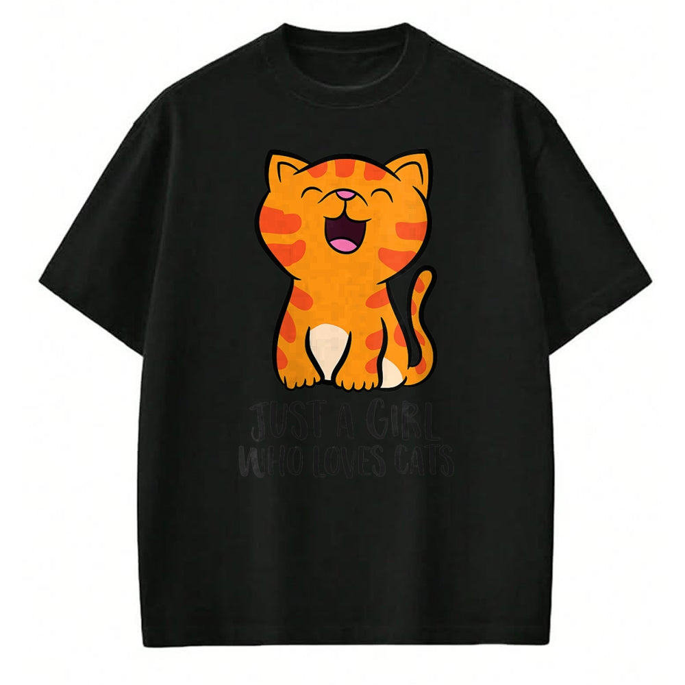 Cat Love Shirt, Funny Cat Lover Gift UnisexT-Shirt/Hoodie/Sweatshirt HLT00 - Womens Just a Girl Who Loves Cats Kitten V-Neck T-Shirt