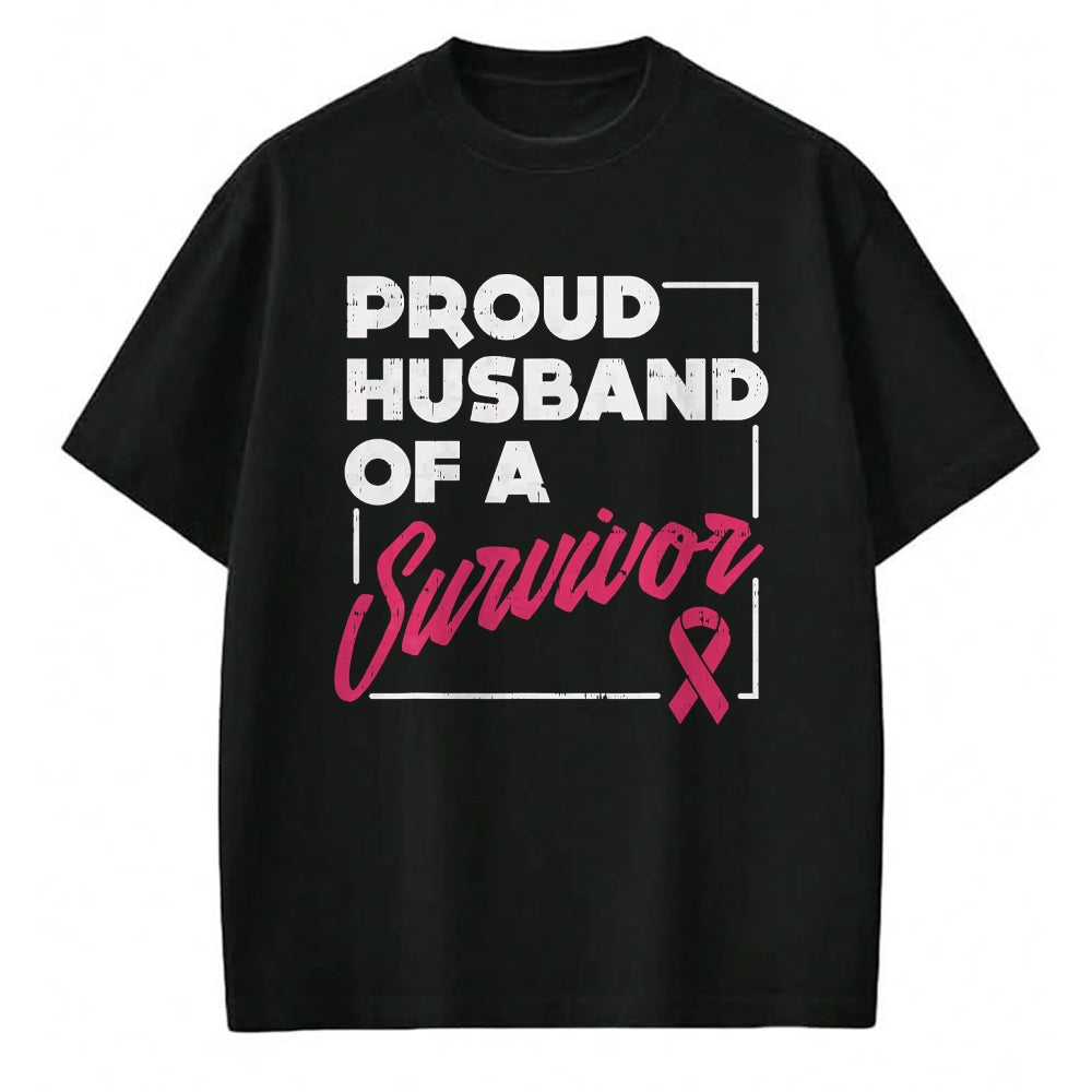Best Husband Shirt, Wife and Husband Unisex T-Shirt/Hoodie/Sweatshirt HLT00 - Proud Husband of Survivor Breast Cancer Awareness Men Gift T-Shirt