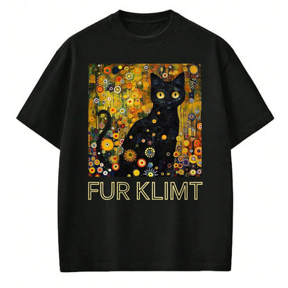 Cat Love Shirt, Funny Cat Lover Gift UnisexT-Shirt/Hoodie/Sweatshirt HLT00 - Black Cat in Klimt Painting, Cat Lover, Artist Art Student T-Shirt, Men, Black, 3X-Large