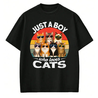 Cat Love Shirt, Funny Cat Lover Gift UnisexT-Shirt/Hoodie/Sweatshirt HLT00 - Just A Boy Who Loves Cats Funny Boys Kids Pets Lovers T-Shirt