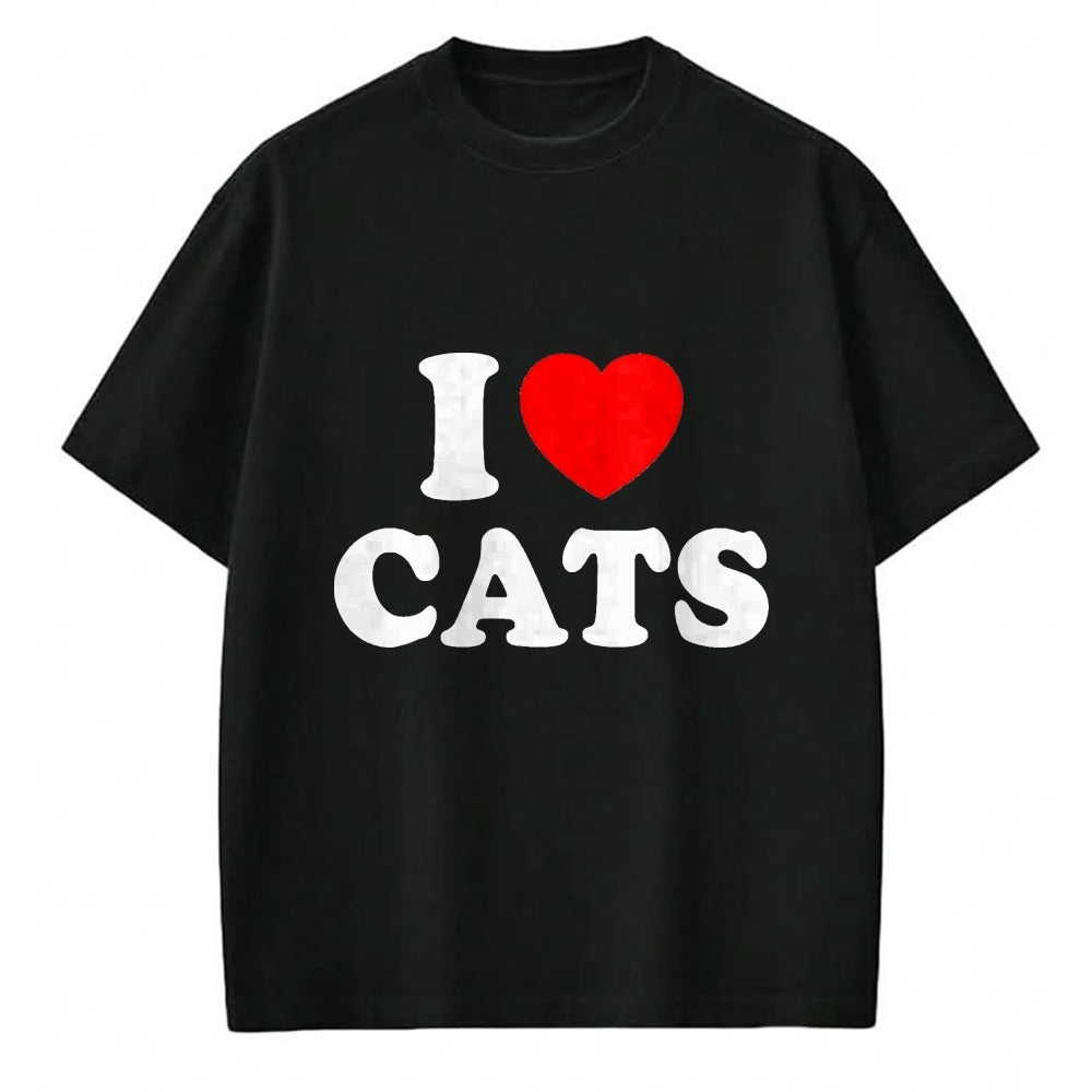 Cat Love Shirt, Funny Cat Lover Gift UnisexT-Shirt/Hoodie/Sweatshirt HLT00 - I Love Cats I Heart Cats T-Shirt, Men, Black, Small