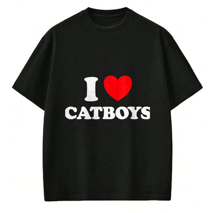 Cat Love Shirt, Funny Cat Lover Gift UnisexT-Shirt/Hoodie/Sweatshirt HLT00 - Cat Boy Heart Funny Cute Costume Furry Catboy Joke Meme Fan T-Shirt, Men, Black, 3X-Large