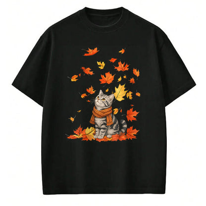 Cat Love Shirt, Funny Cat Lover Gift UnisexT-Shirt/Hoodie/Sweatshirt HLT00 - Cute Cat Leaf Fall Autumn Cat FallKitten Kitty Cat Lovers T-Shirt