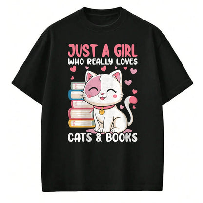 Cat Love Shirt, Funny Cat Lover Gift UnisexT-Shirt/Hoodie/Sweatshirt HLT00 - Girl Who Loves Cats and Books Cute T-Shirt