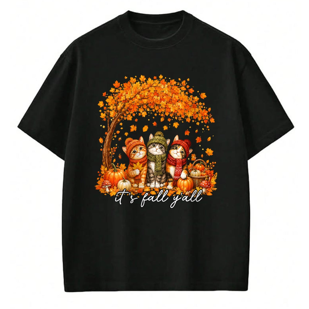 Cat Love Shirt, Funny Cat Lover Gift UnisexT-Shirt/Hoodie/Sweatshirt HLT00 - It_s Fall Y_all Cat Leaf Fall Tree Hello Autumn Thanksgiving T-Shirt