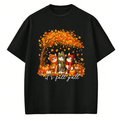 Cat Love Shirt, Funny Cat Lover Gift UnisexT-Shirt/Hoodie/Sweatshirt HLT00 - It_s Fall Y_all Cat Leaf Fall Tree Hello Autumn Thanksgiving T-Shirt