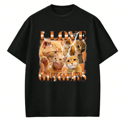 Cat Love Shirt, Funny Cat Lover Gift UnisexT-Shirt/Hoodie/Sweatshirt HLT00 - I Love Gingers Funny Orange Cat Cat Meme Kitty Cat Lovers T-Shirt