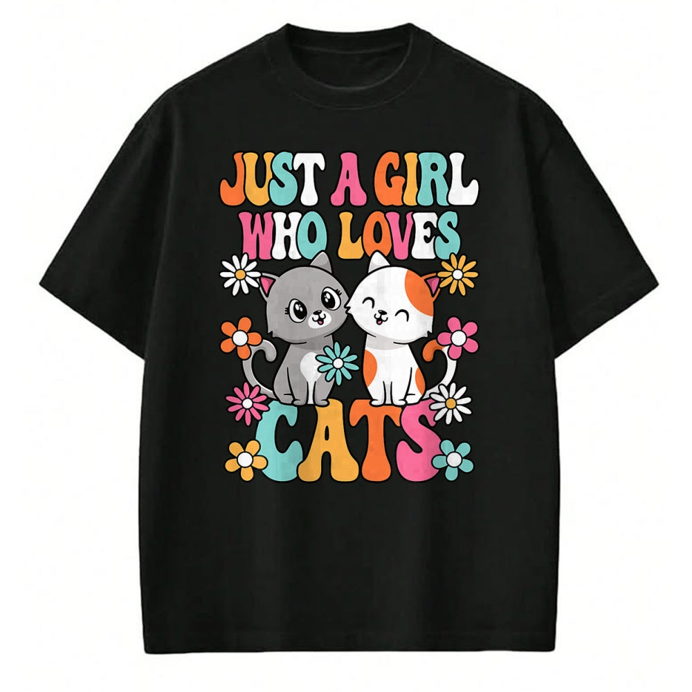 Cat Love Shirt, Funny Cat Lover Gift UnisexT-Shirt/Hoodie/Sweatshirt HLT00 - Just A Girl Who Loves Cats Cute Cat Lover Kitten Girls Kids T-Shirt (1)